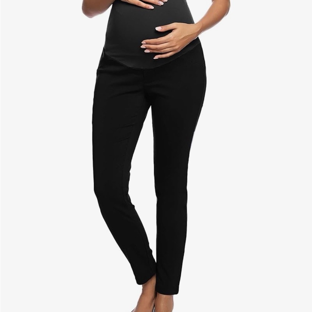 Women's Maternity Super Stretch Secret Fit Belly Ankle Skinny Work Pant S Black